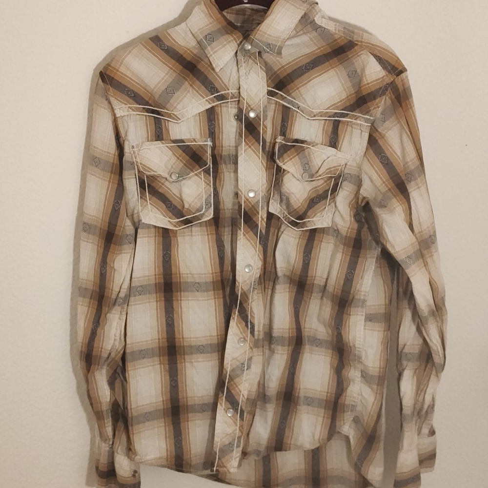 Red Snap Plaid Button Up With Pearl Snaps